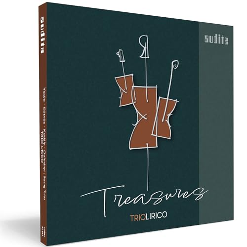 CDSleeve of Trio Lirico's Treasures CD featuring stylized string instrument lineC drawings.
