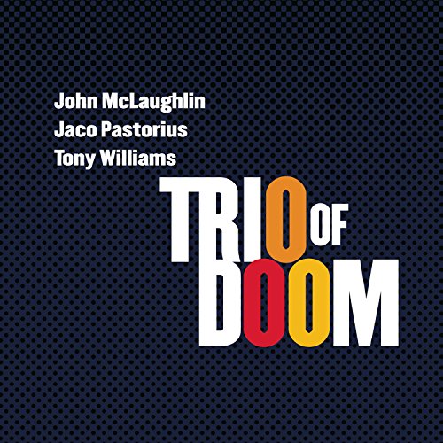Album cover with names of John McLaughlin, Jaco Pastorius, and Tony Williams over dotted background.