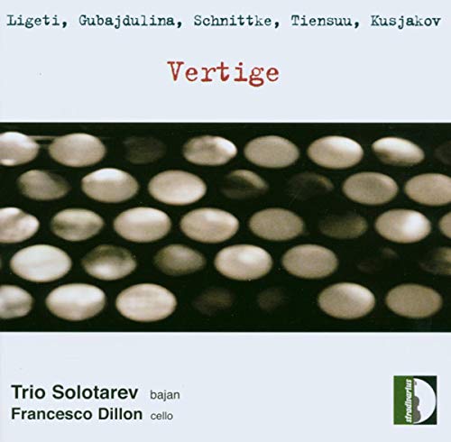 CD cover for "Vertige" by Trio Solotarev/Dillon, with abstract pebble design.