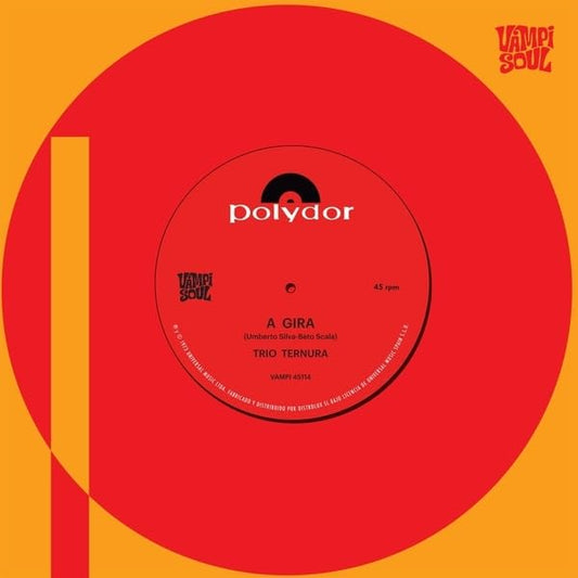 Red and yellow vinyl record label with "Polydor" and "Trio Ternura" text.