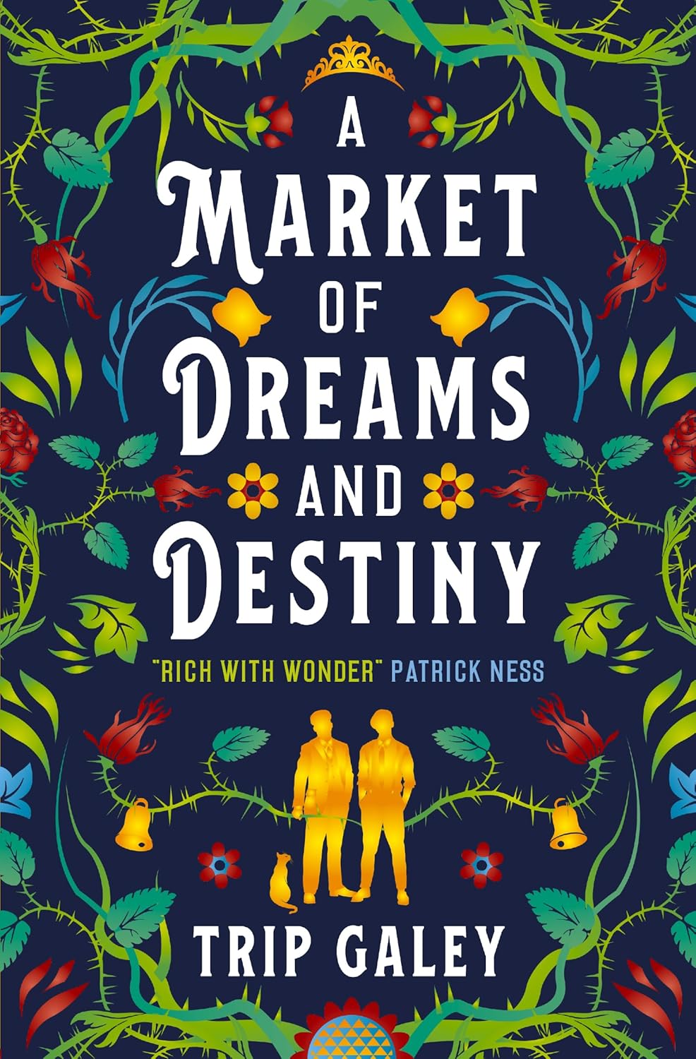 Book cover for A Market of Dreams and Destiny featuring two golden silhouettes.