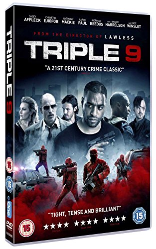 DVD cover for crime thriller "Triple 9" featuring a cast of actors.