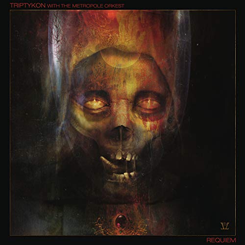 "Album cover featuring a hooded figure with a skull-like face and glowing eyes."