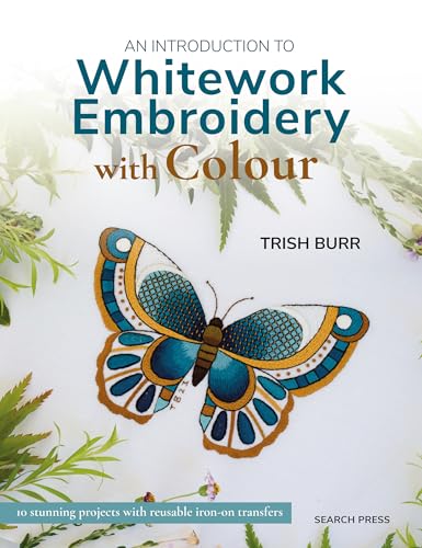 Book cover featuring a blue and gold embroidered butterfly with green foliage border.
