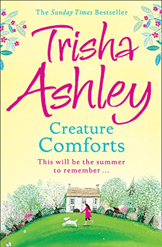 Book cover: “Creature Comforts” by Trisha Ashley, with cottage illustration.