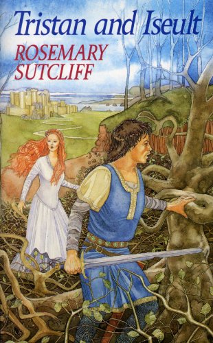 Book cover: Tristan and Iseult, a man with sword and a red-haired woman.