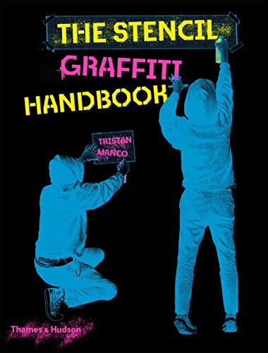 Book cover: "The Stencil Graffiti Handbook" with figures spray painting.