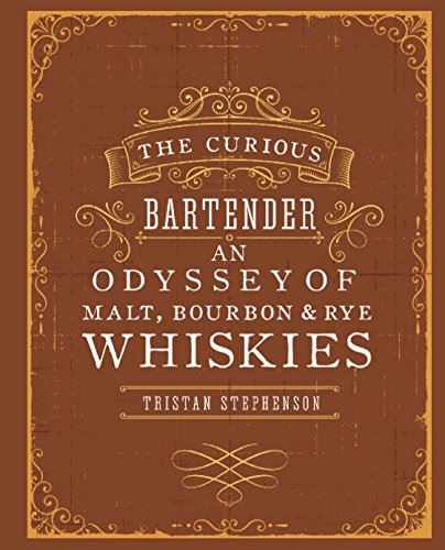 Book cover: "The Curious Bartender" with ornate brown and white design.