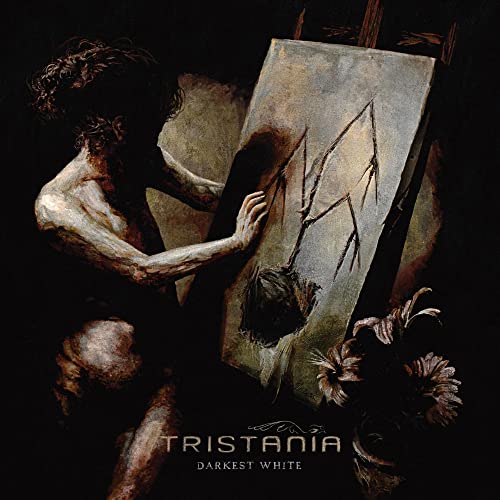 Dark, textured album cover featuring a figure painting on a canvas.