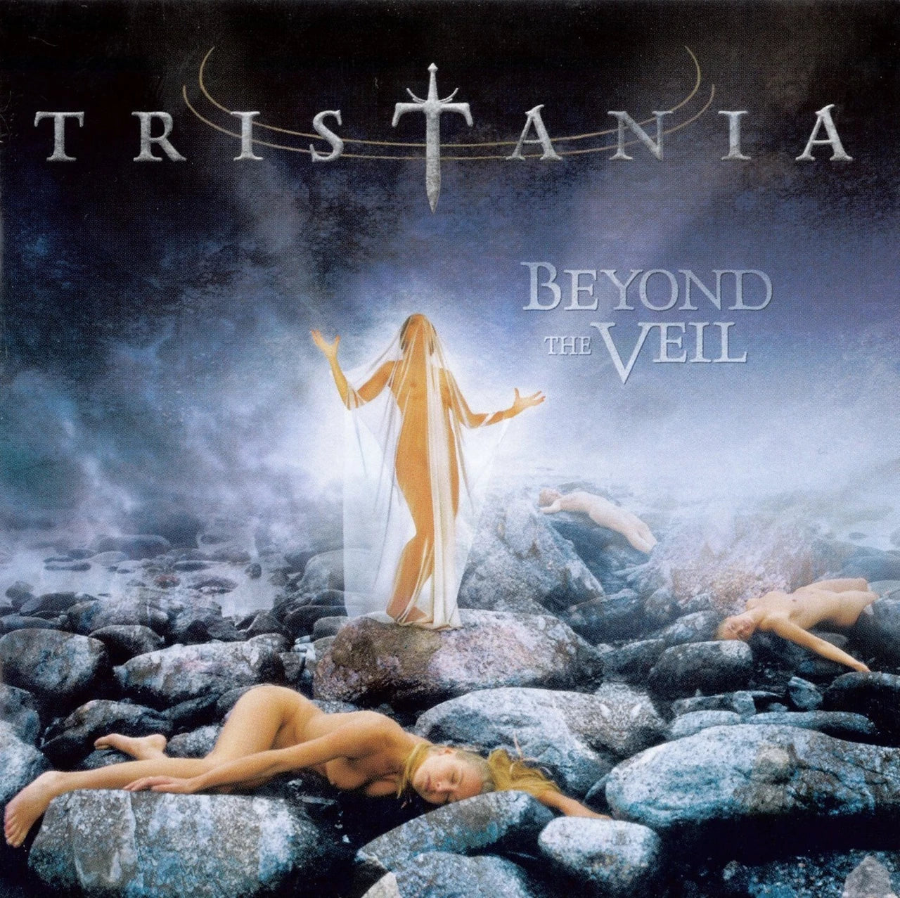 Album cover for Tristania’s “Beyond The Veil” featuring figures in water.