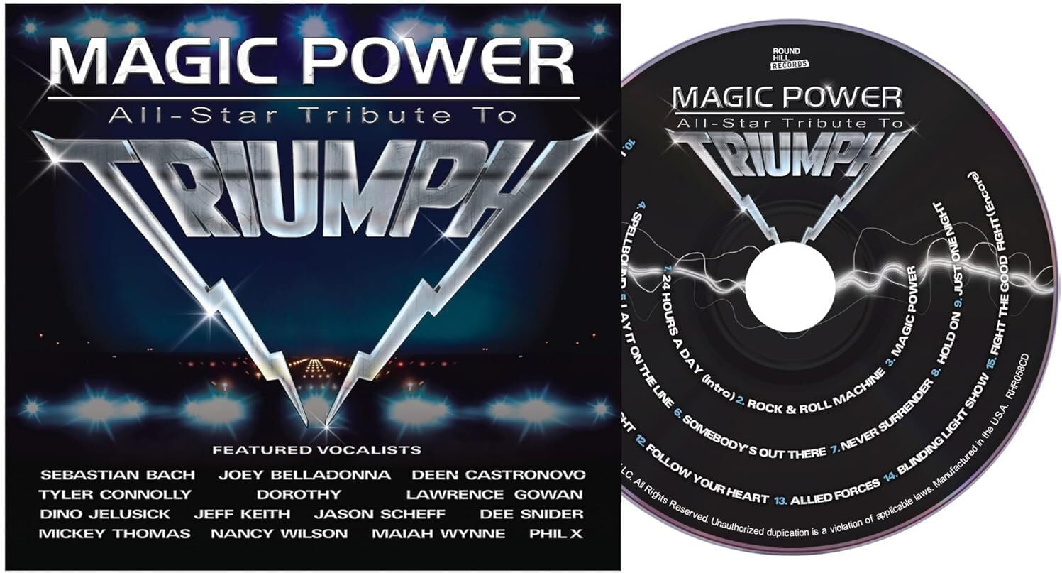 CD jewel case featuring the Triumph Magic Power All Star Tribute album cover art.