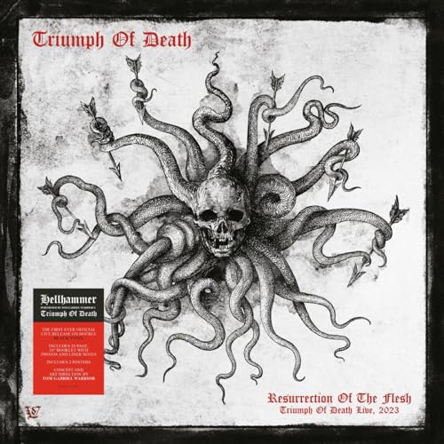 Vinyl album cover: a skull with tentacle-like hair, arrows, and dark art.