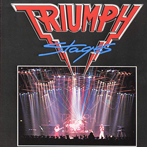 Triumph “Stages” CD cover with concert stage lighting and musicians.