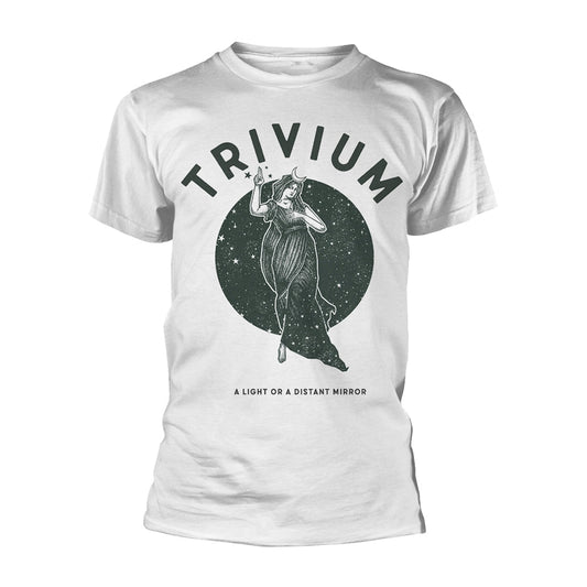 Gray t-shirt with "TRIVIUM" text and a celestial goddess design.