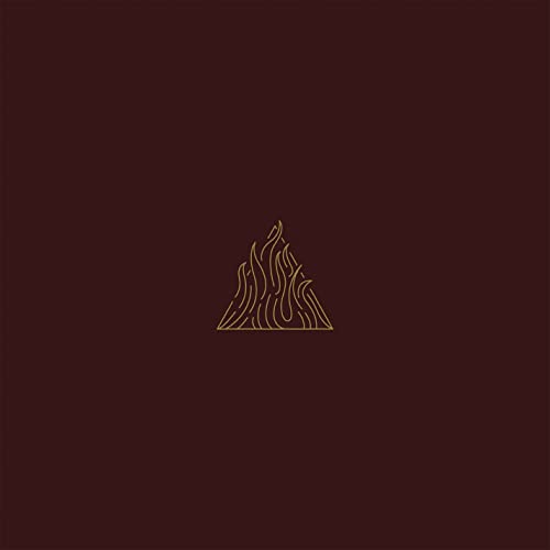 Dark brown CD cover with a simple gold flame design in the center.