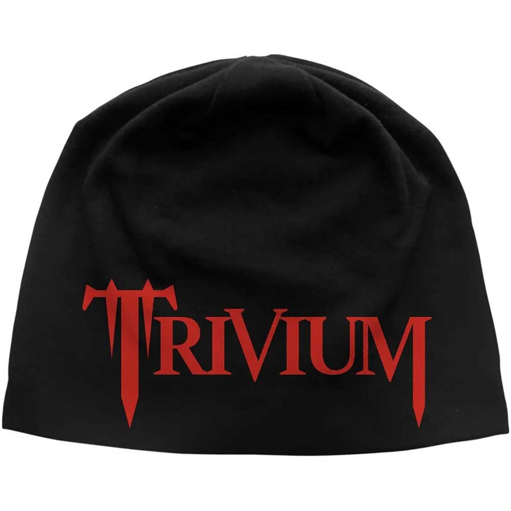 Knit beanie hat, dark color, with small "JD" logo print.