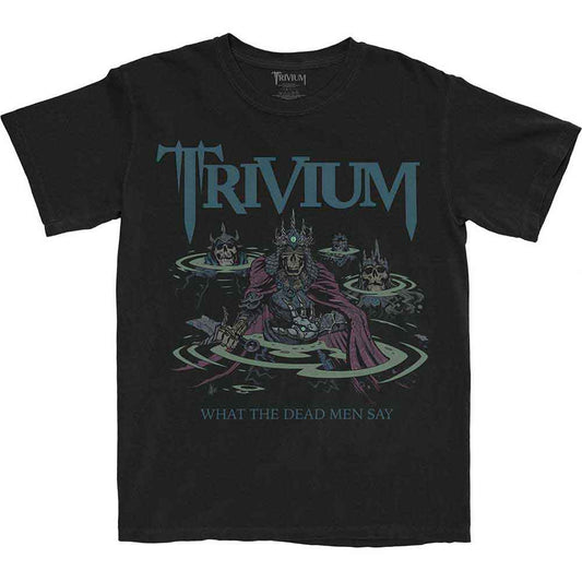 Black unisex T-shirt featuring the Trivium band logo and Dead Men Say graphic print.