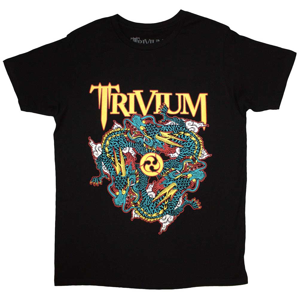 Black unisex t-shirt featuring a graphic of a dragon in a circle pit.