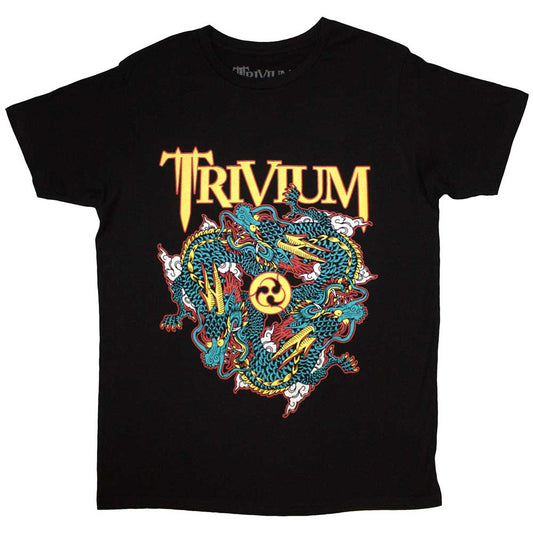 Black unisex t-shirt featuring a graphic of a dragon in a circle pit.
