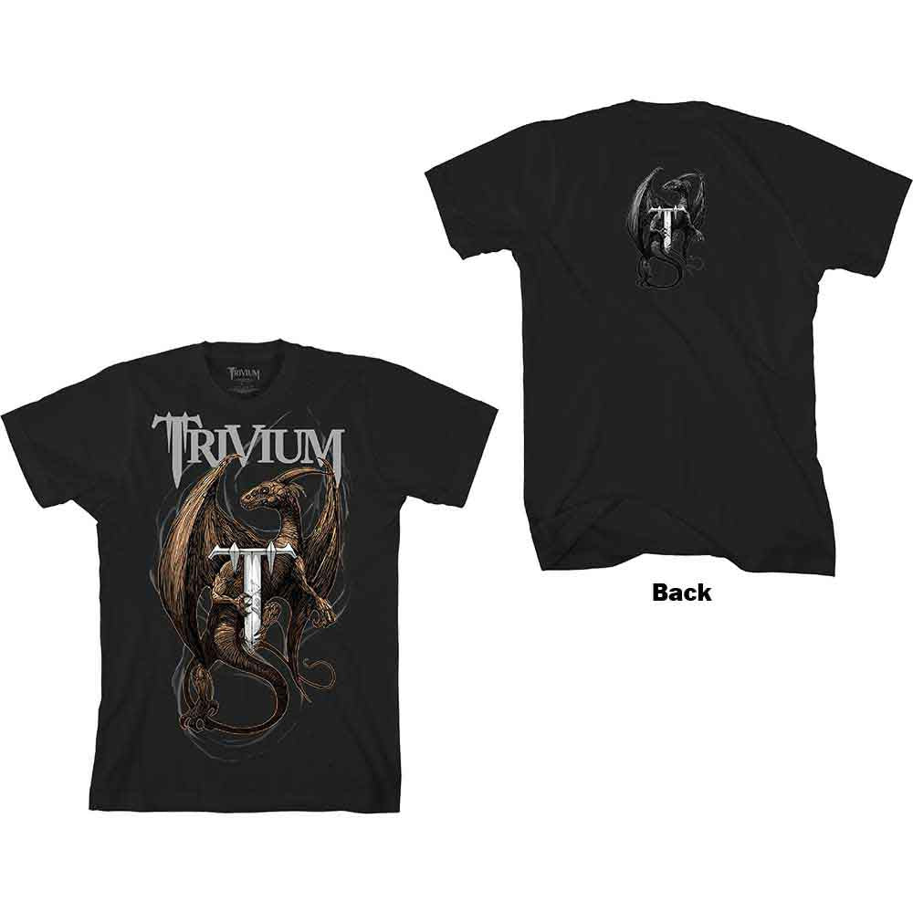 Black unisex t-shirt with a large dragon design printed on the back.