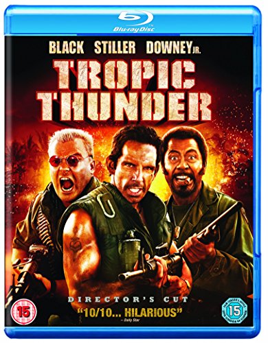 “Tropic Thunder” Blu-ray cover featuring Ben Stiller, Jack Black, and Brandon T. Jackson.