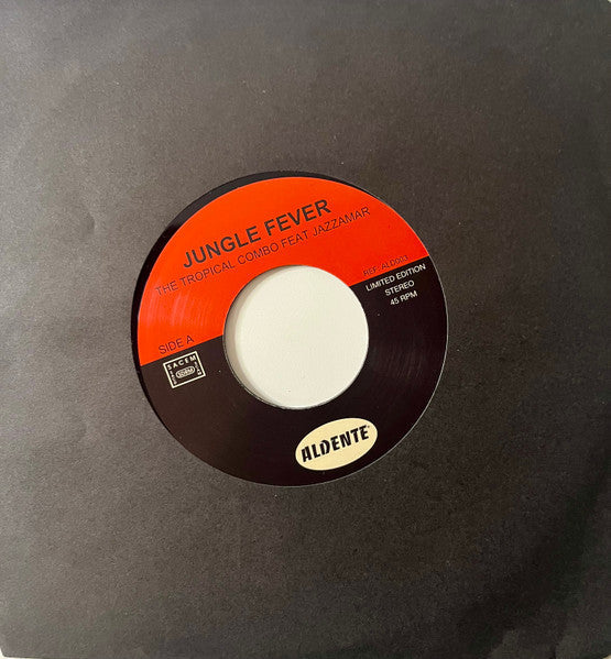 Black vinyl record label reading "Jungle Fever" and "The Tropical Combo.