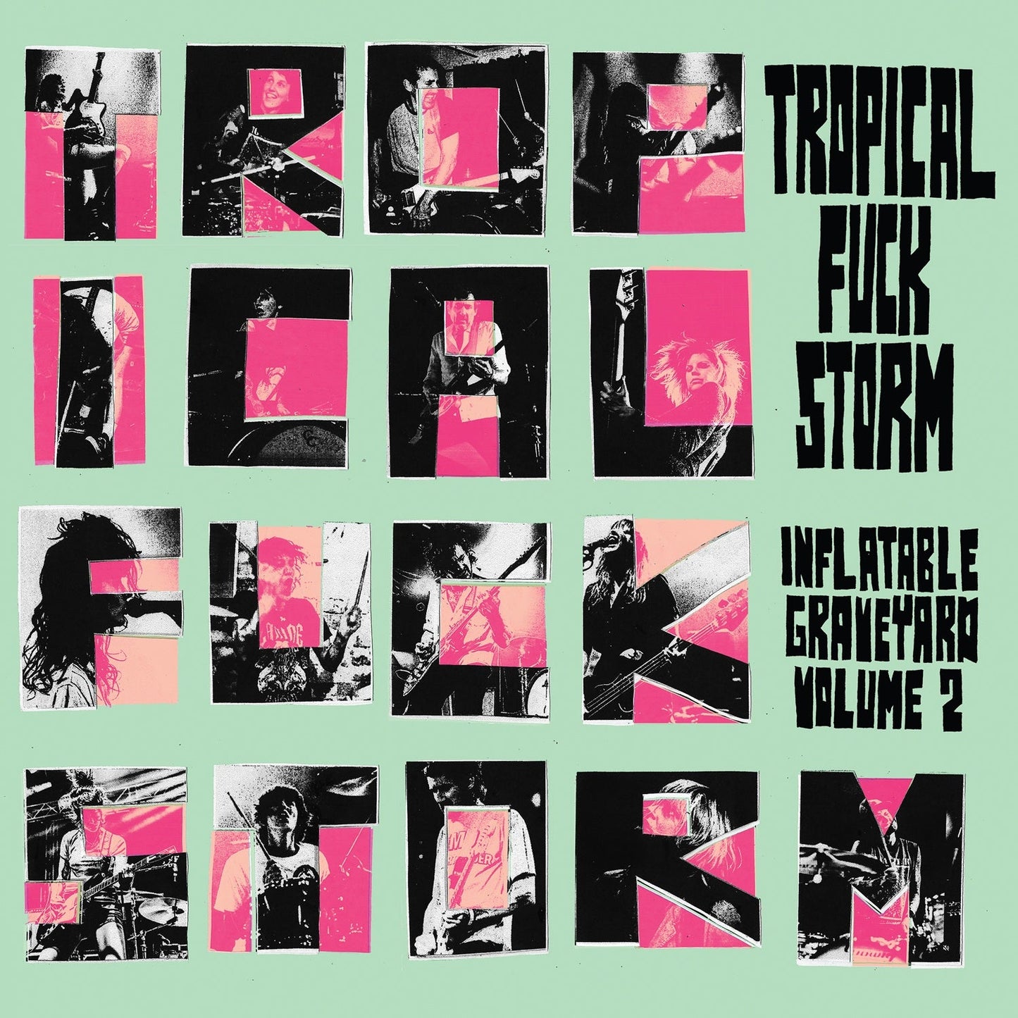 Album cover for Tropical Fuck Storm's "Inflatable Graveyard Vol. 2" with collage imagery.