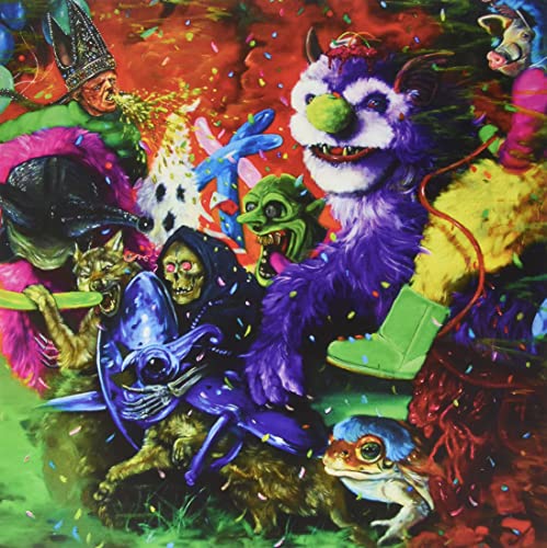 Colorful, chaotic album cover featuring monster and creature illustrations.
