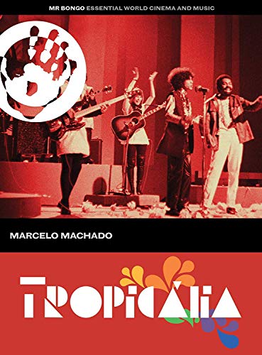 "Tropicalia DVD cover featuring red-toned image of four musicians performing on stage."