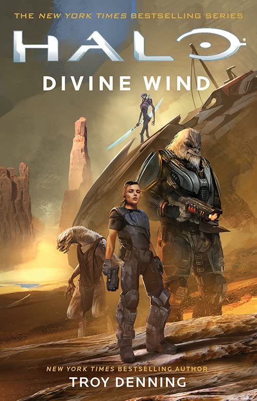 Book cover: soldiers and alien on a rocky, desert landscape.