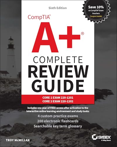 CompTIA A+ Complete Review Guide book cover, sixth edition, red and white.