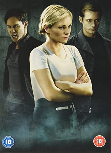 “True Blood” DVD cover featuring three characters against a dark, smoky background.