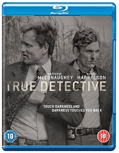 True Detective" Season 1 Blu-ray cover featuring McConaughey and Harrelson.