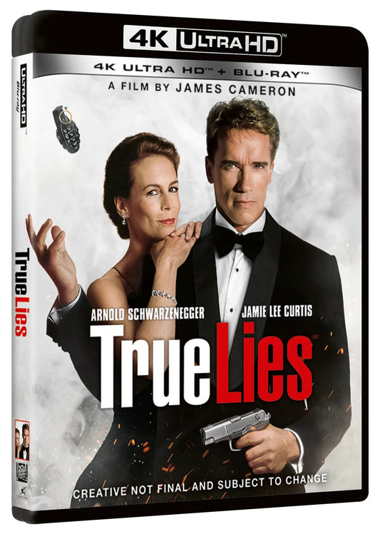 True Lies" Blu-ray cover featuring Arnold Schwarzenegger and Jamie Lee Curtis.