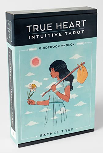Tarot deck box with illustrated woman holding flowers and a staff.