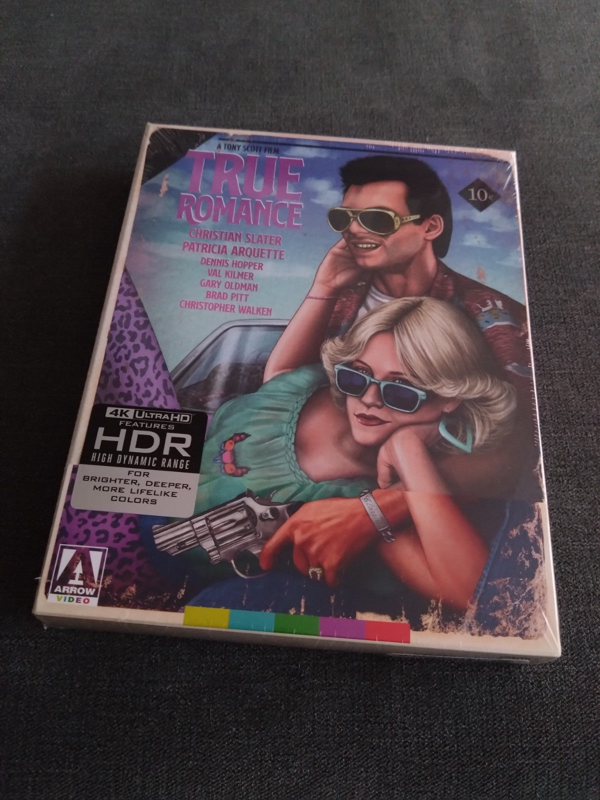 Blu-ray cover for "True Romance" featuring Christian Slater and Patricia Arquette.