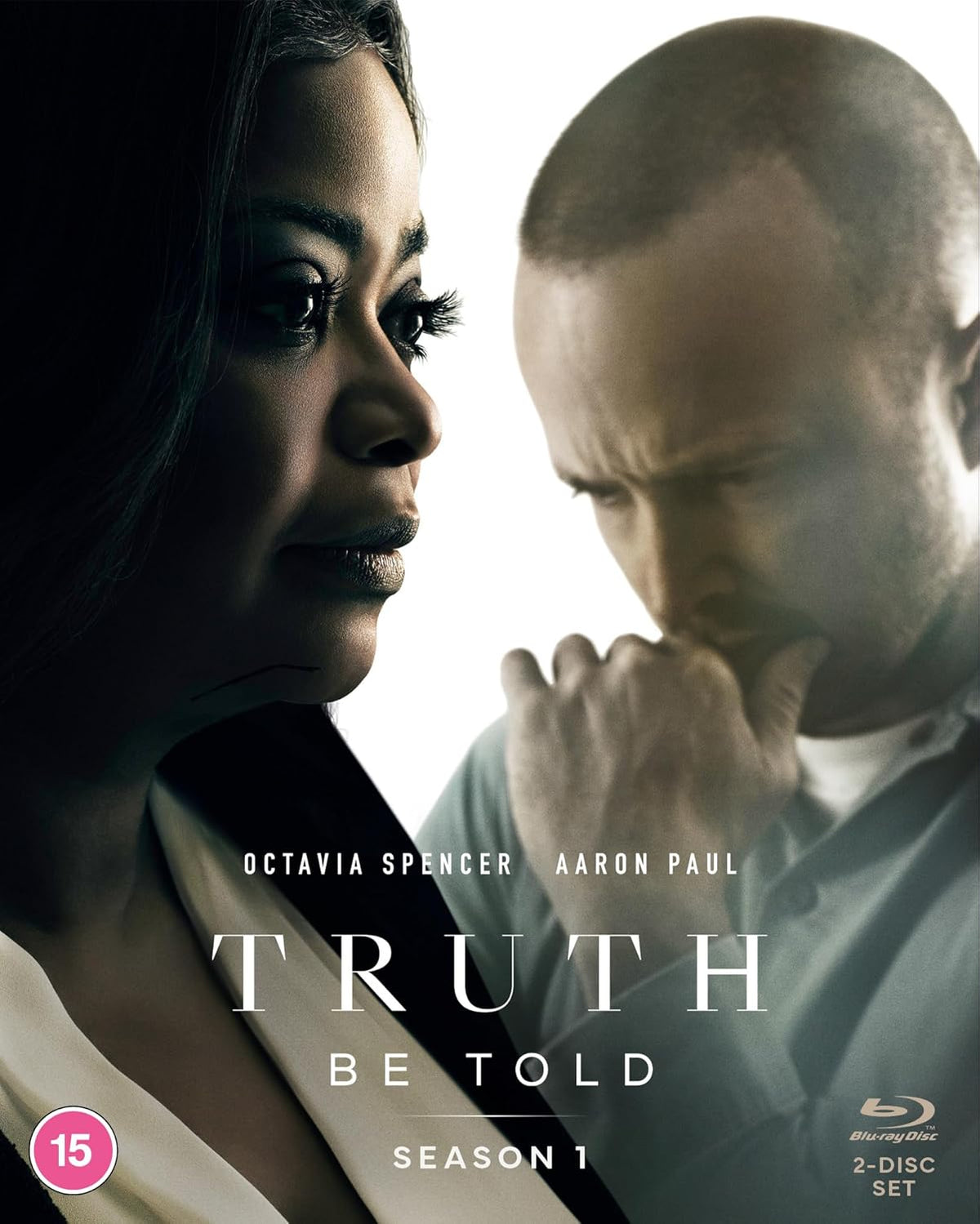 “Truth Be Told” Season 1 Blu-ray cover featuring Octavia Spencer and Aaron Paul.