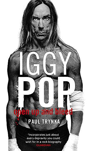 Black and white book cover featuring a shirtless Iggy Pop with long hair.