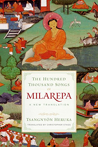 Book cover featuring a painting of Milarepa surrounded by smaller figures and animals.
