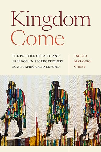 Book cover: "Kingdom Come" with figures made of colorful fabric strips.