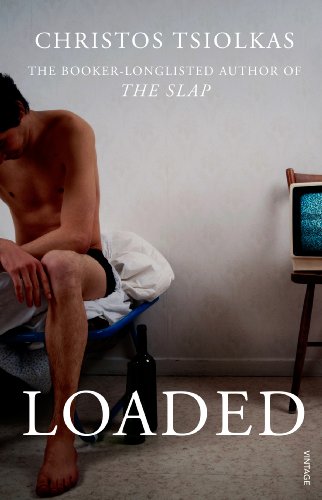 Book cover titled Loaded showing a shirtless man sitting near a static television screen.