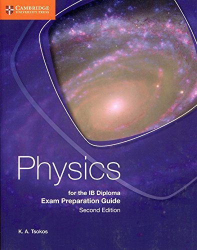 Physics textbook cover with a galaxy image, Cambridge University Press logo.