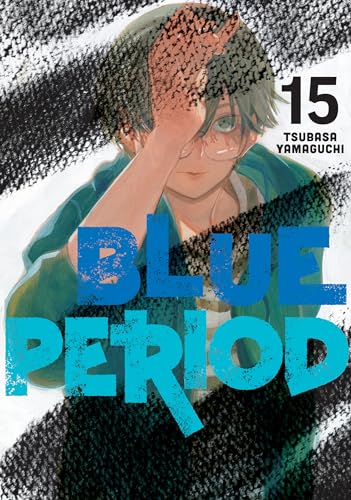 Manga cover: a young man with glasses, blue and white paint splatters.