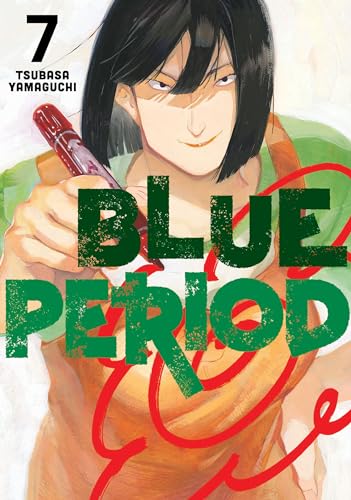 Manga book cover with blue dominant colors, featuring a young male artist in distress.