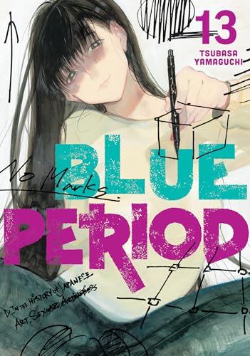 Blue Period volume 13 manga cover with a pensive young man and art sketches.