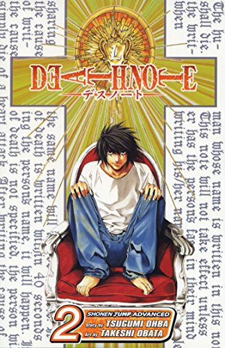 Death Note volume 2 manga cover featuring the character L sitting in a chair.