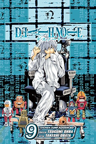 Death Note, Volume 9" cover: L sits in a chair surrounded by robots.