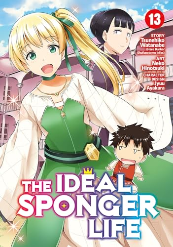 Manga cover with three anime-style characters and large title text.