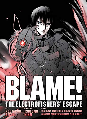 Black and white manga cover featuring a cyborg with the title "BLAME!".
