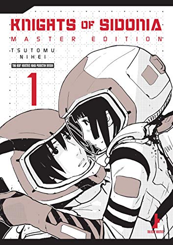 Manga cover featuring two characters in space suits embracing against a grid background.